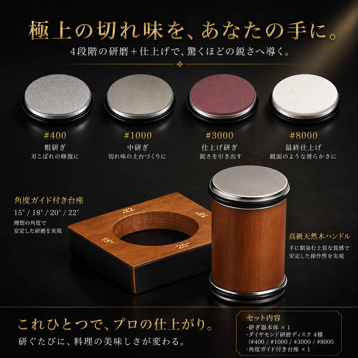 置いて転がすだけ。切れ味が戻るローリングシャープナー